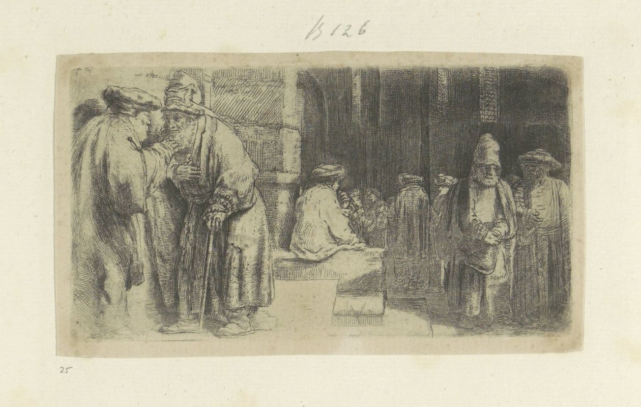 De Farizeeers w Tempel Kolekcja osiemdziesięciu pięciu oryginalnych grafik (tytuł serii) autorstwa Rembrandt van Rijn