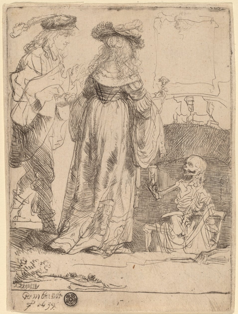 Śmierć ukazująca się małżeństwu z otwartego grobu autorstwa Rembrandt van Rijn