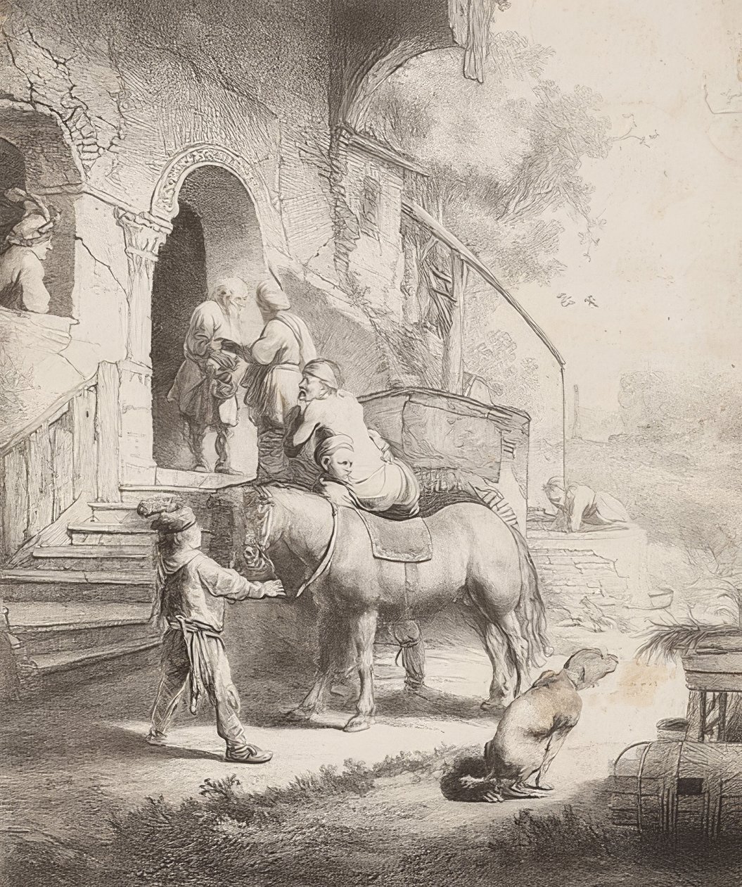 Dobry Samarytanin. 1633 autorstwa Rembrandt van Rijn