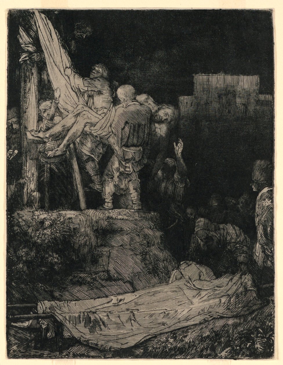 Zejście z krzyża przy pochodni autorstwa Rembrandt van Rijn