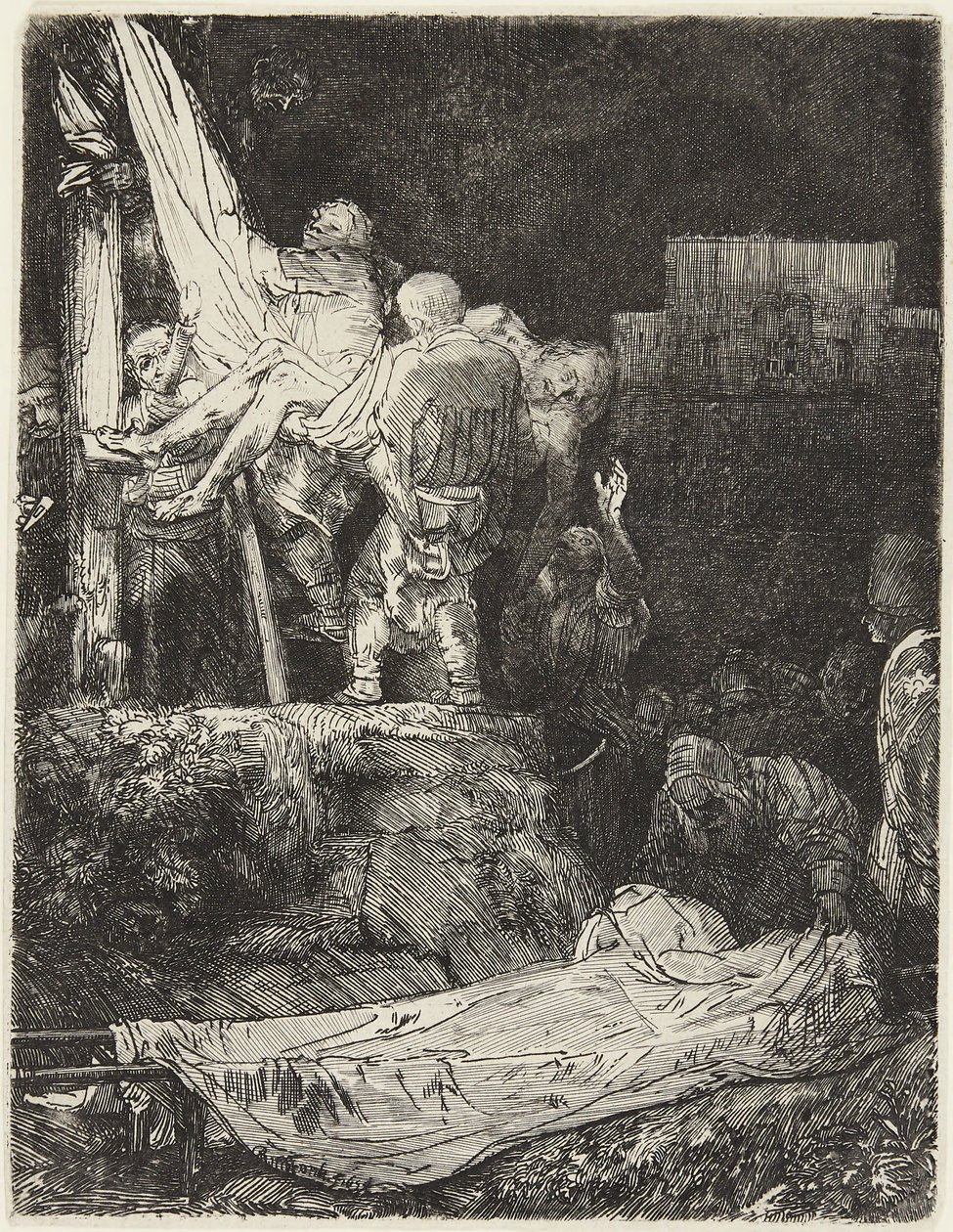 Zjęcie z krzyża przy blasku pochodni autorstwa Rembrandt van Rijn