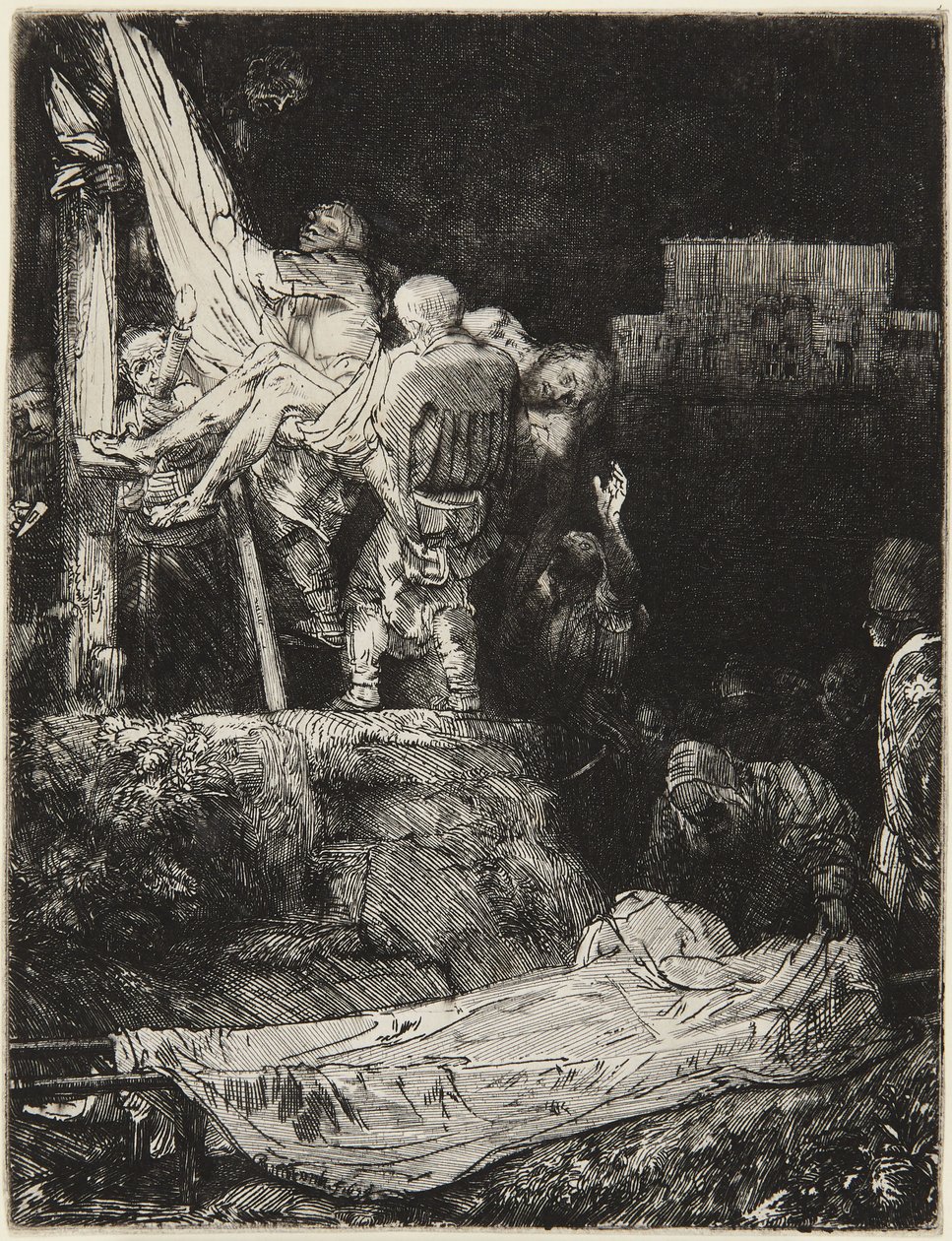 Zjęcie z krzyża przy blasku pochodni autorstwa Rembrandt van Rijn