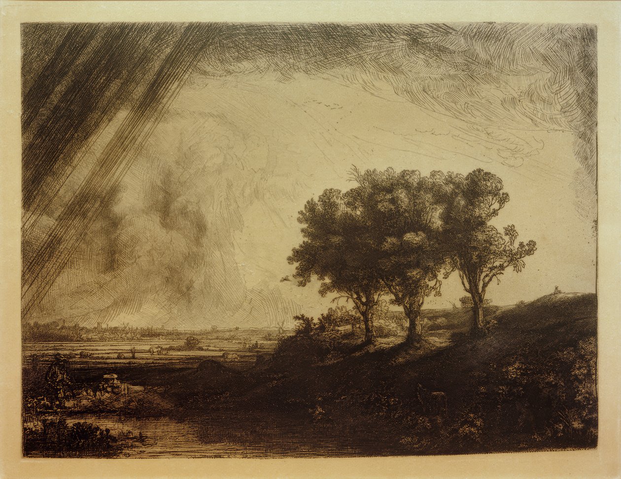 Krajobraz z trzema drzewami autorstwa Rembrandt van Rijn