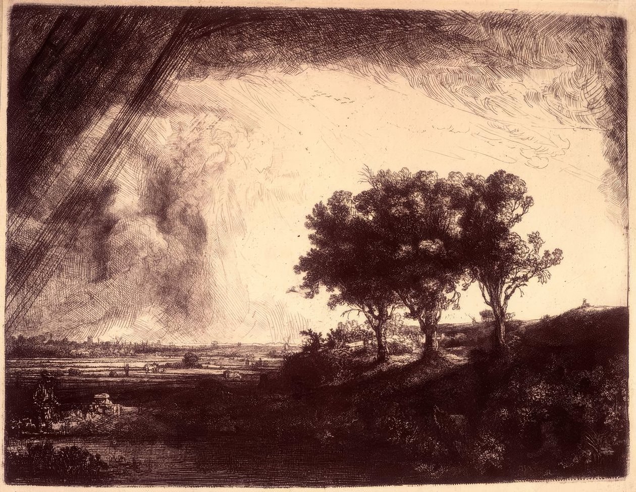 Krajobraz z trzema drzewami autorstwa Rembrandt van Rijn