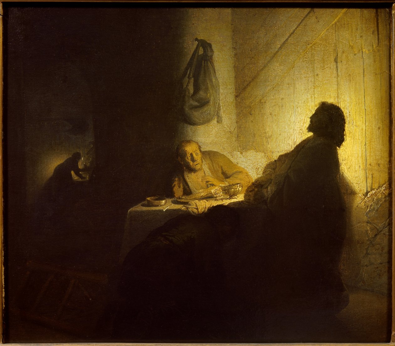 Emaus Pelerins. Obraz Rembrandta Harmenszoon van Rijn dit Rembrandt (1606-1669) Ec. Dziurawy. autorstwa Rembrandt van Rijn