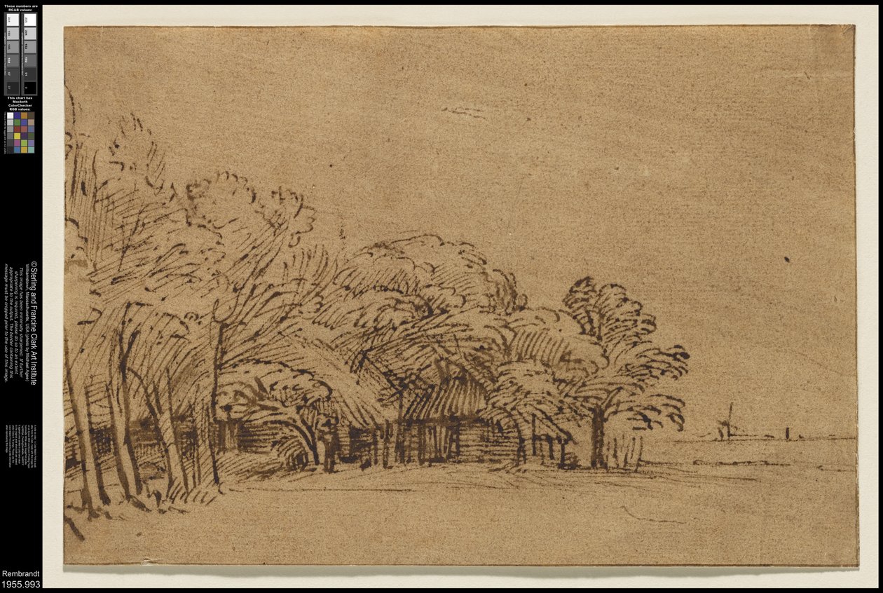 Farma pod drzewami, ok.1650 autorstwa Rembrandt van Rijn