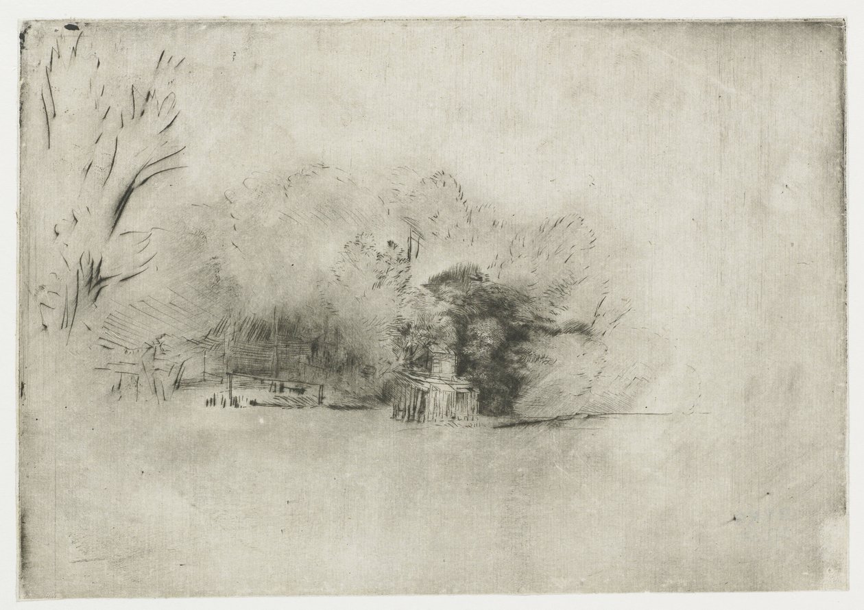 Dom wiejski wśród drzew Kępka drzew z widokiem autorstwa Rembrandt van Rijn