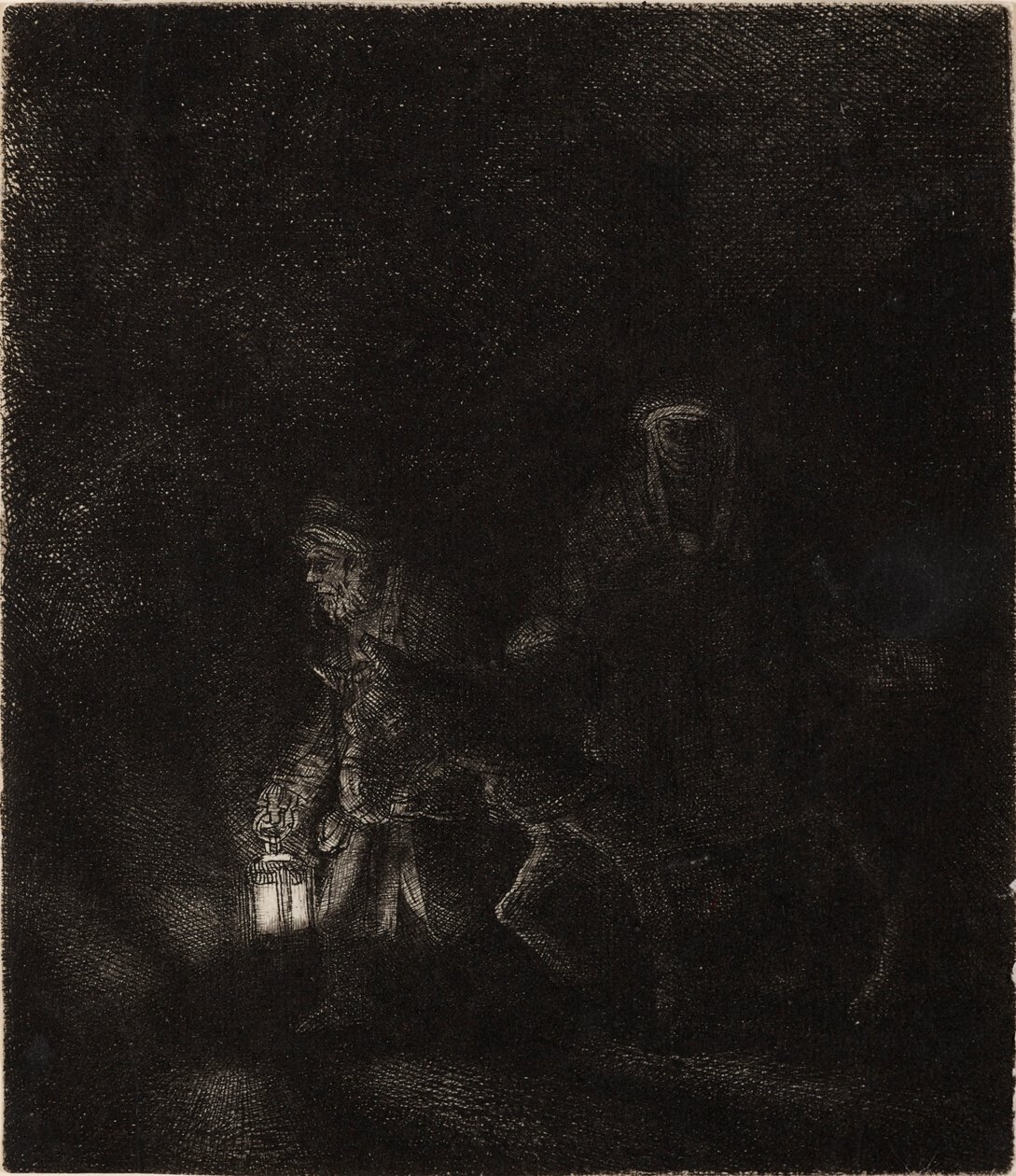 Ucieczka do Egiptu: Utwór nocny autorstwa Rembrandt van Rijn