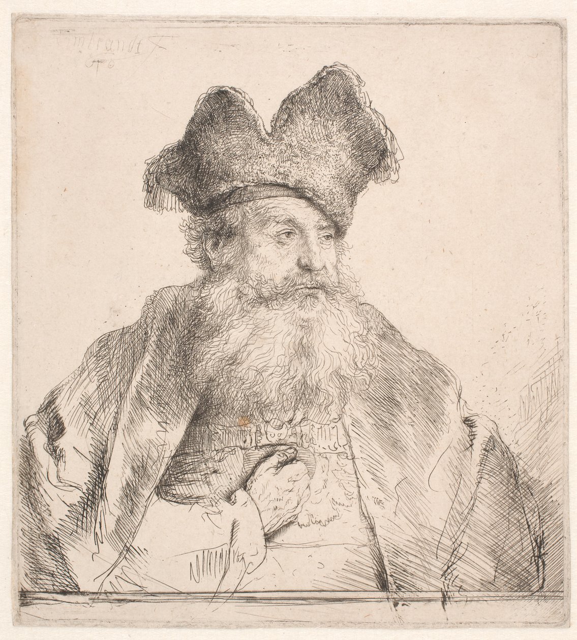 Stary człowiek w futrzanym kapeluszu autorstwa Rembrandt van Rijn