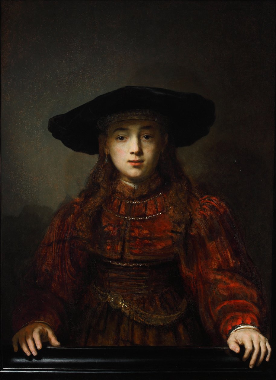 Dziewczyna w ramie obrazu, 1641 autorstwa Rembrandt van Rijn