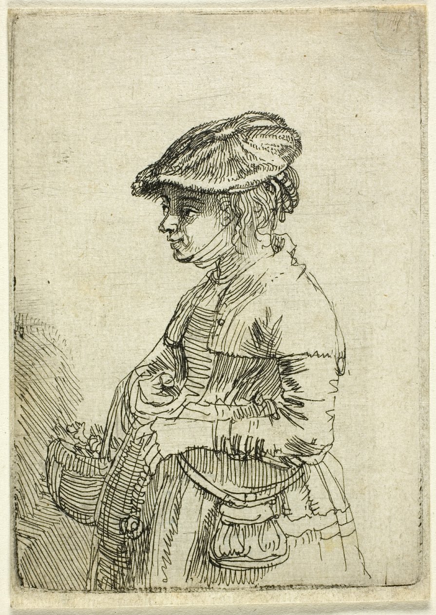 Dziewczyna z koszykiem autorstwa Rembrandt van Rijn