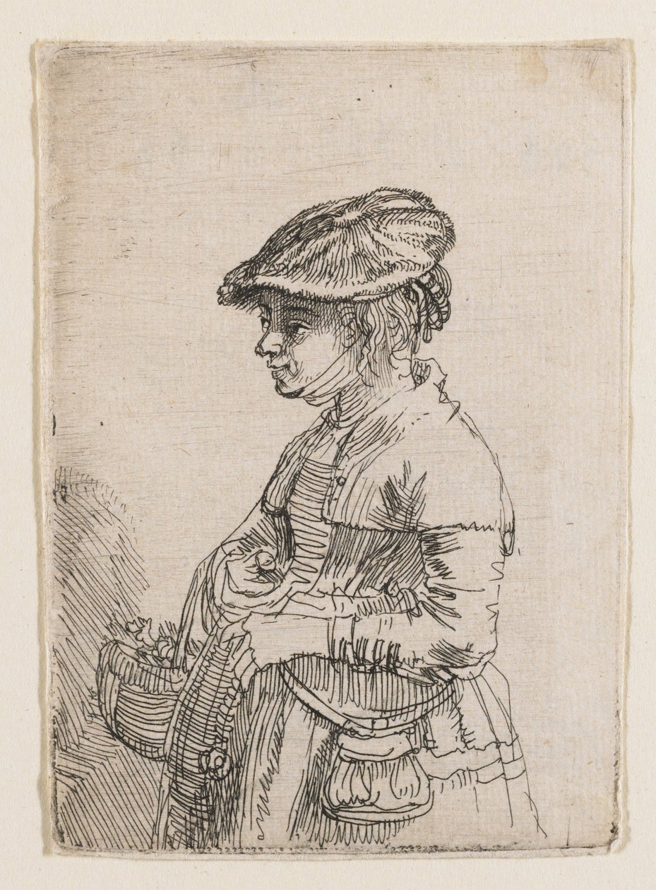 Dziewczynka z koszykiem autorstwa Rembrandt van Rijn