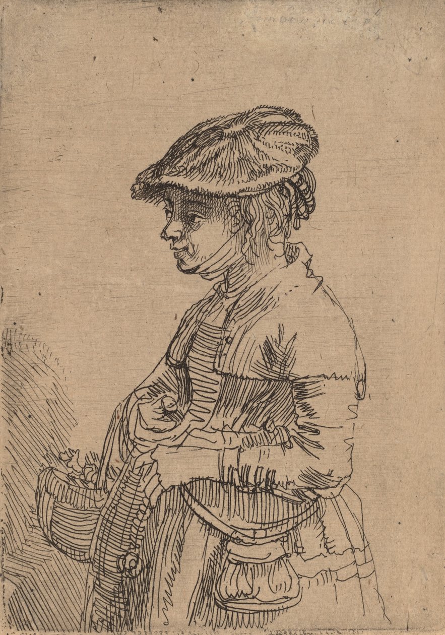 Dziewczyna z koszykiem, ok. 1930 r. 1642. autorstwa Rembrandt van Rijn