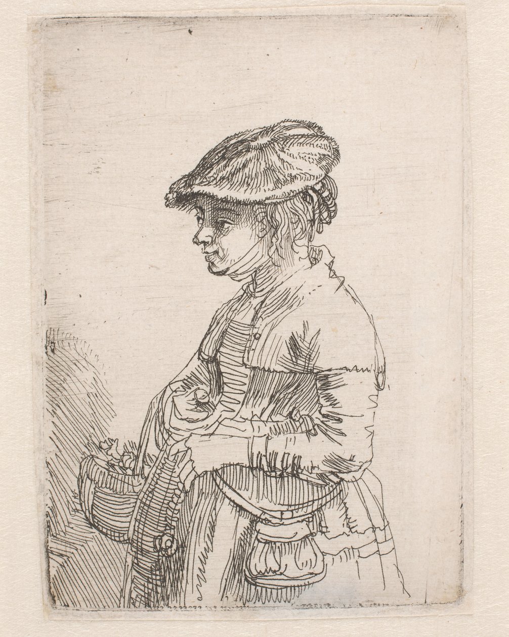 Dziewczynka z koszykiem autorstwa Rembrandt van Rijn