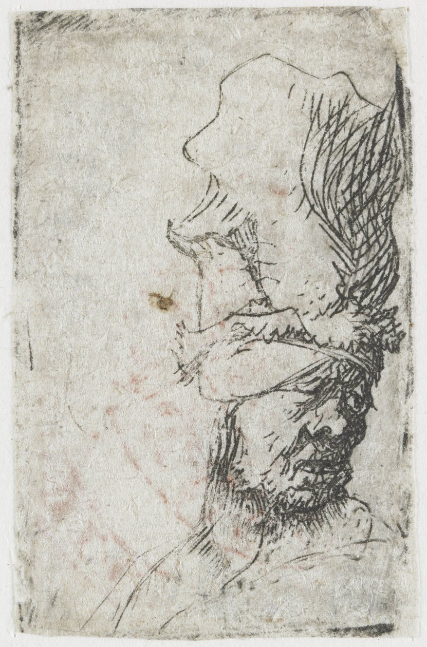 Głowa mężczyzny w czapce z daszkiem autorstwa Rembrandt van Rijn