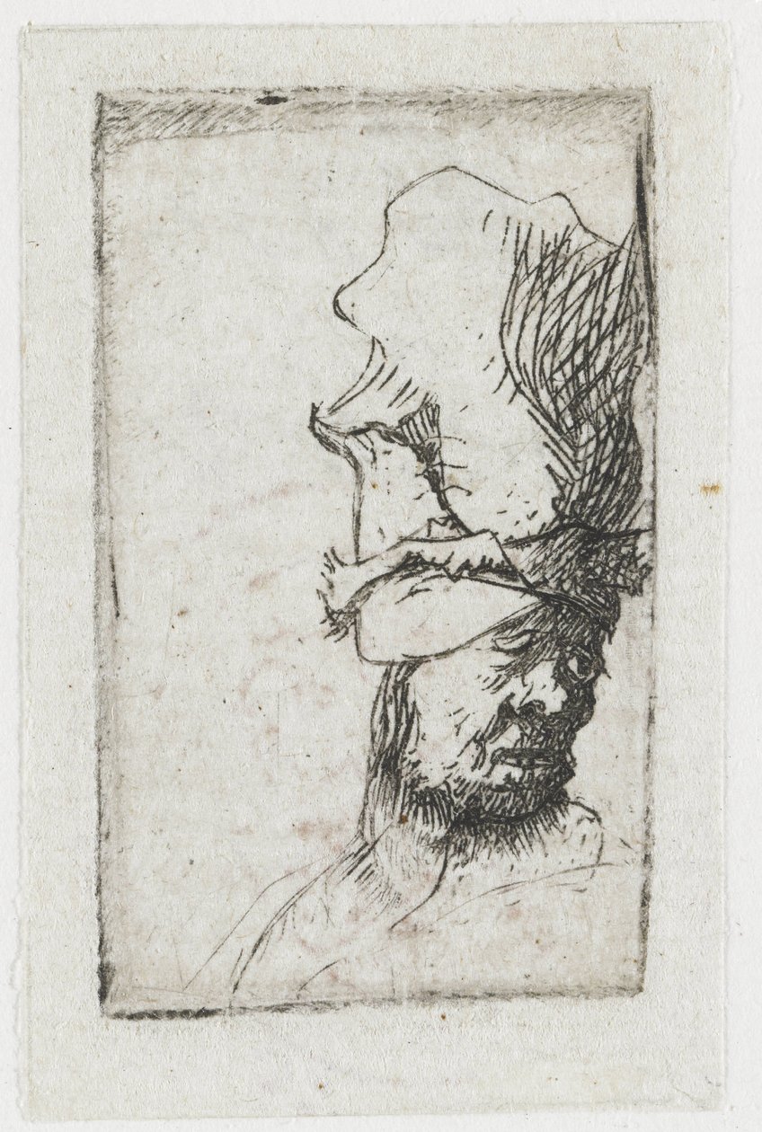 Głowa mężczyzny w czapce z daszkiem autorstwa Rembrandt van Rijn
