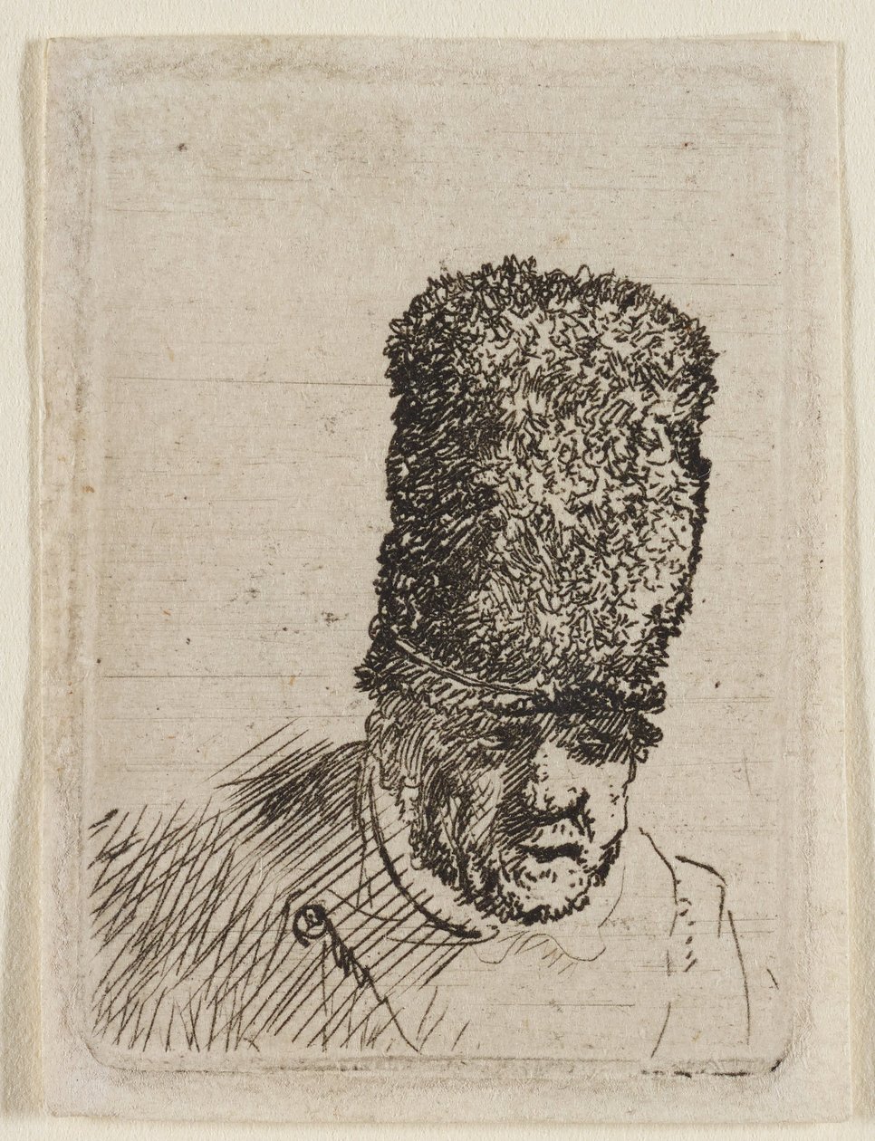 Głowa starego mężczyzny w wysokiej futrzanej czapce: popiersie autorstwa Rembrandt van Rijn