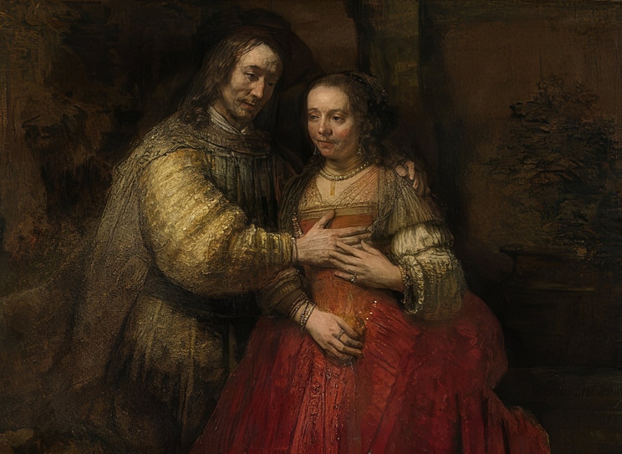 Izaak i Rebeka, Oblubienica Żyda. Około 1665-69 autorstwa Rembrandt van Rijn
