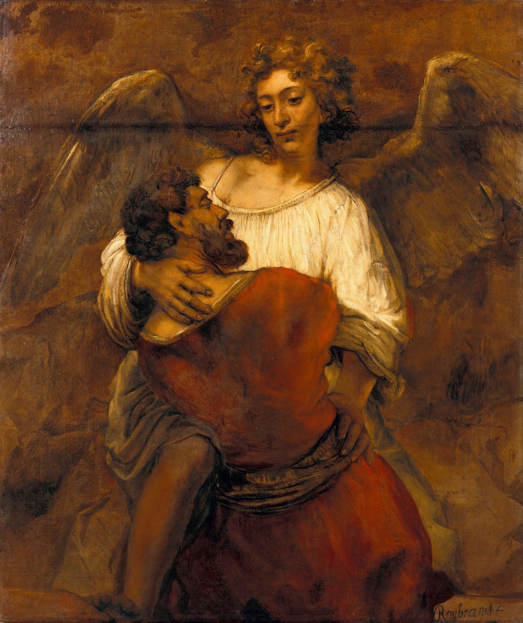 Walka Jakuba z Aniołem, ok. 1659 autorstwa Rembrandt van Rijn