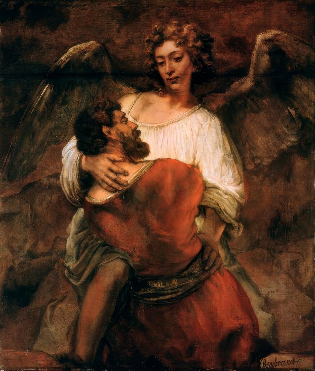 Walka Jakuba z aniołem autorstwa Rembrandt van Rijn