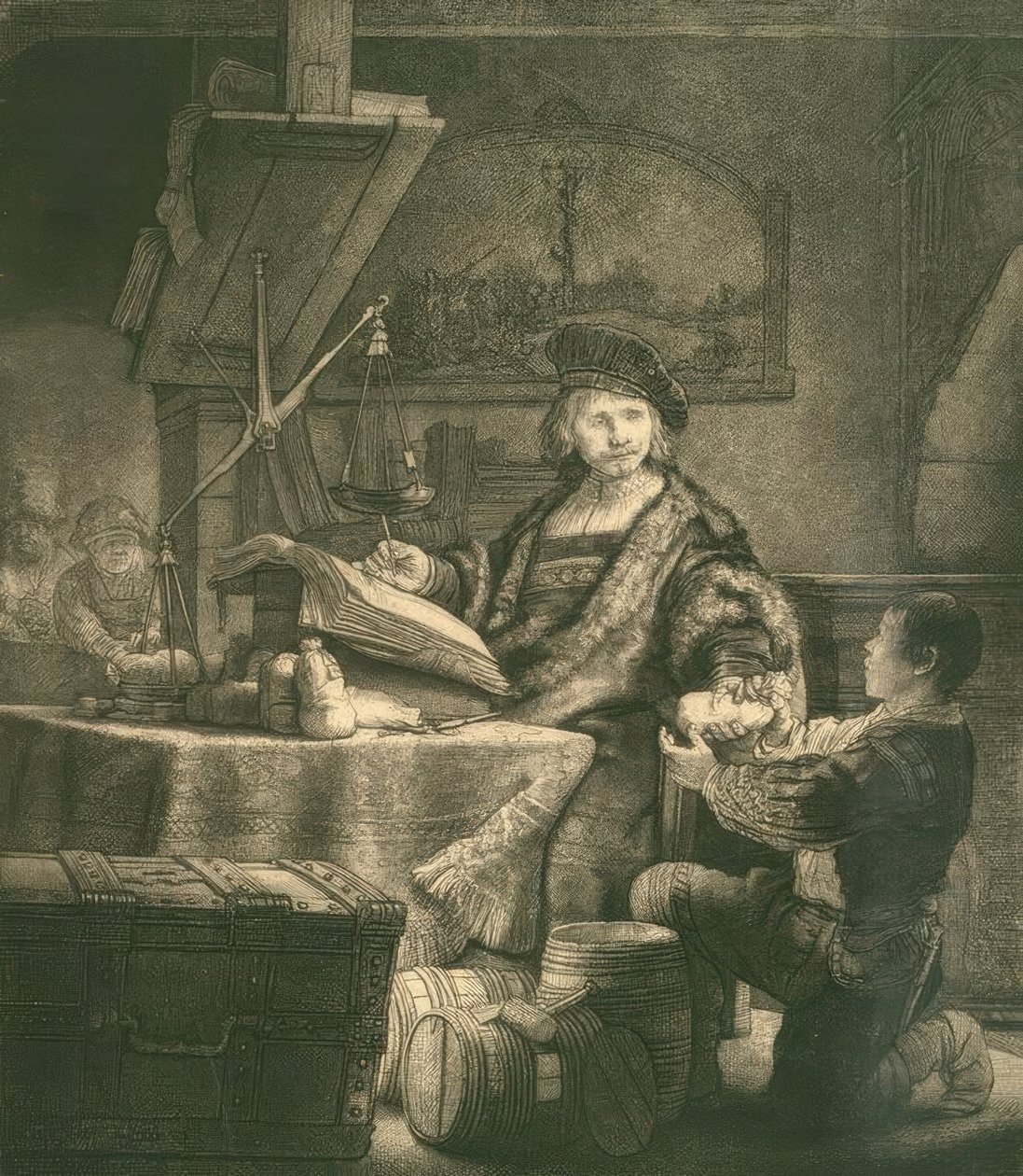 Jan Uijtenbogaert, zwany złocistym łuskiem autorstwa Rembrandt van Rijn