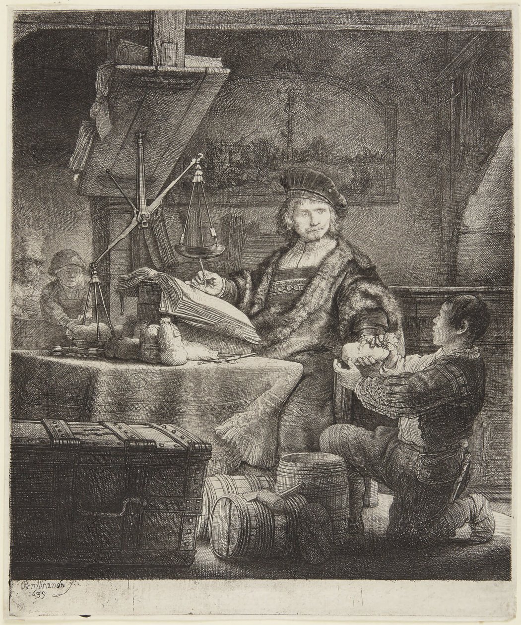 Jan Uytenbogaert (Ważący złoto) autorstwa Rembrandt van Rijn