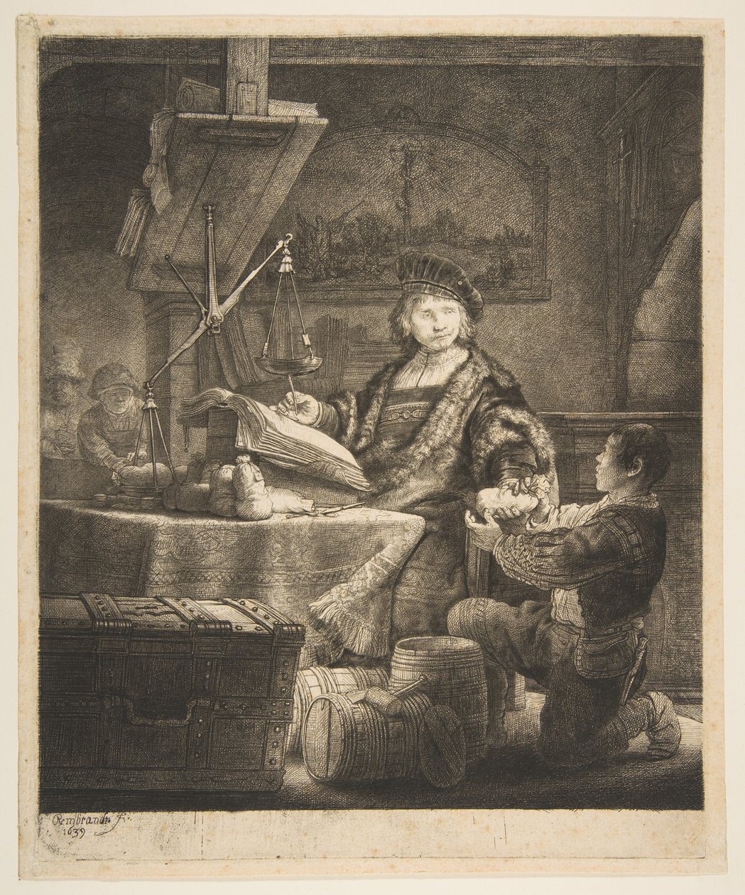 Jan Uytenbogaert Złoty odważnik, 1639. autorstwa Rembrandt van Rijn
