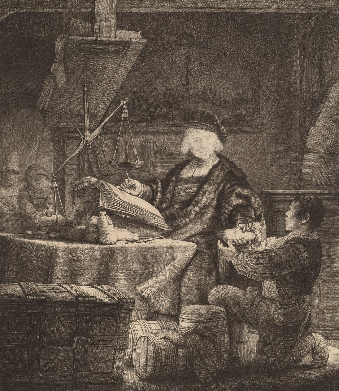 Jan Uytenbogaert, Waga złota. autorstwa Rembrandt van Rijn