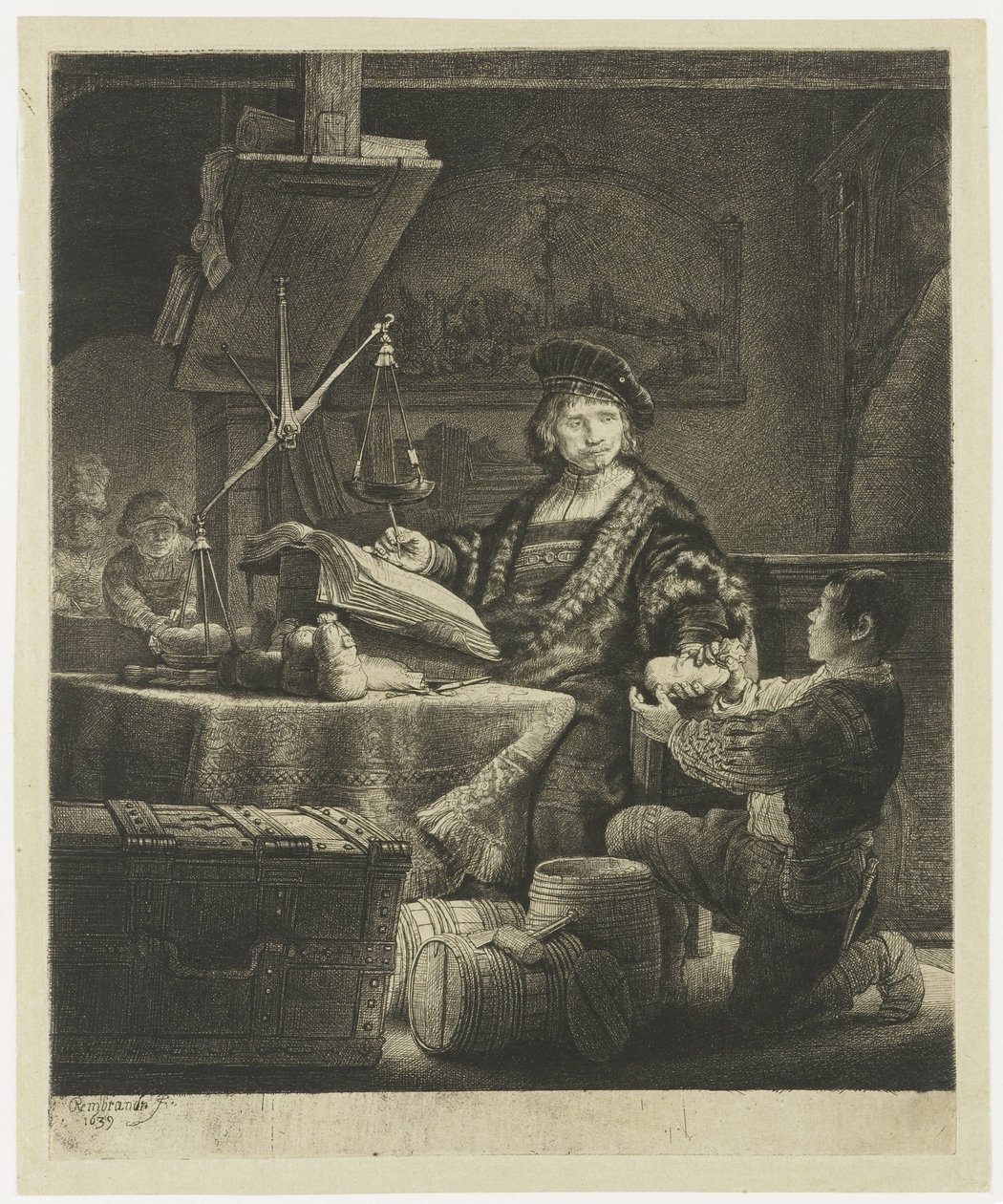 Jan Uytenbogaert, „waga złota” autorstwa Rembrandt van Rijn