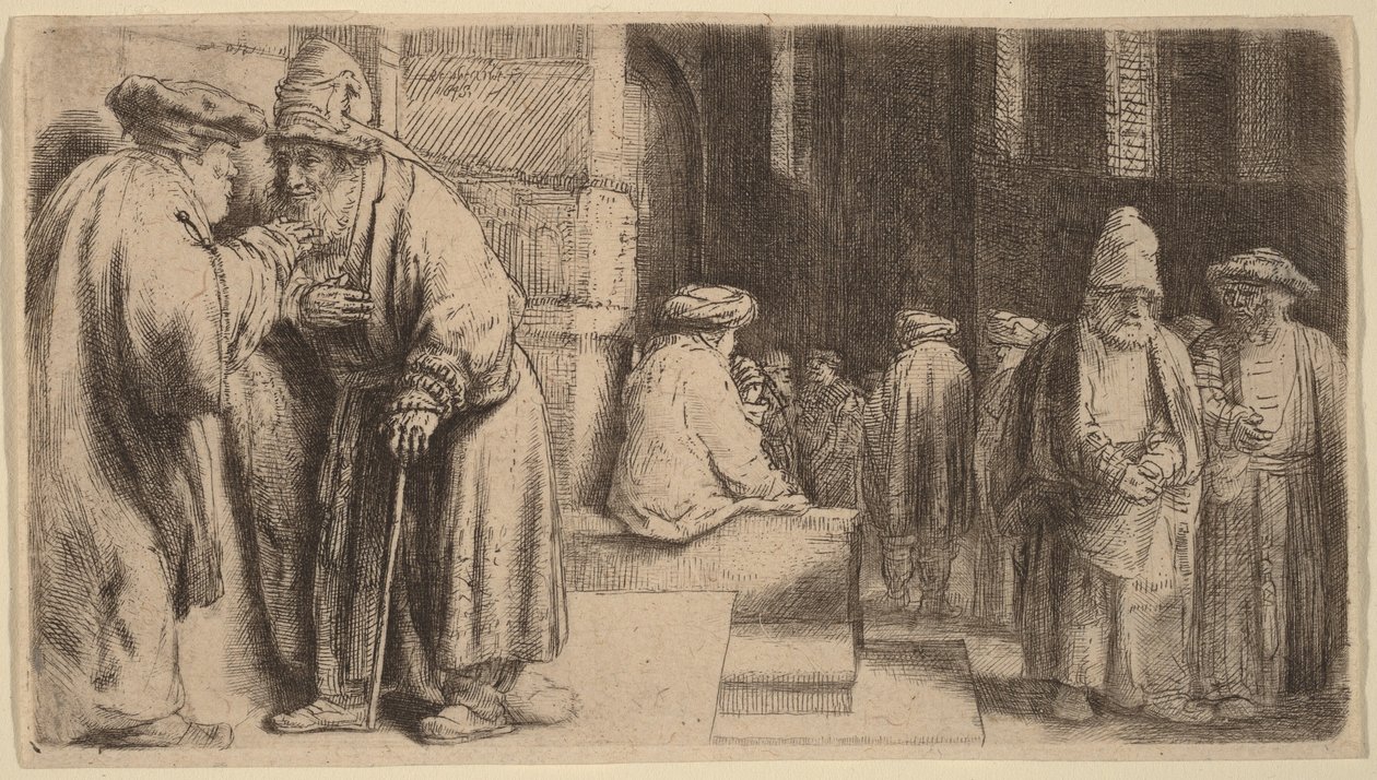 Żydzi w synagodze autorstwa Rembrandt van Rijn