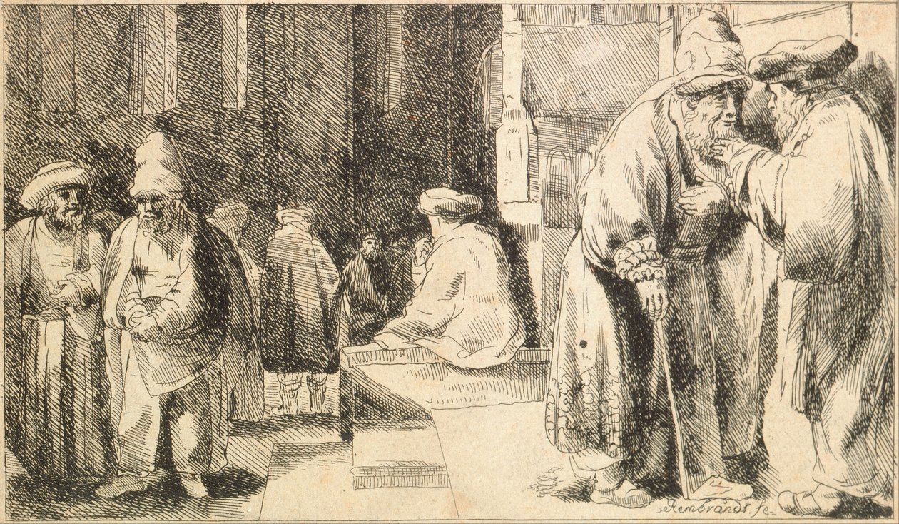 Żydzi w synagodze autorstwa Rembrandt van Rijn