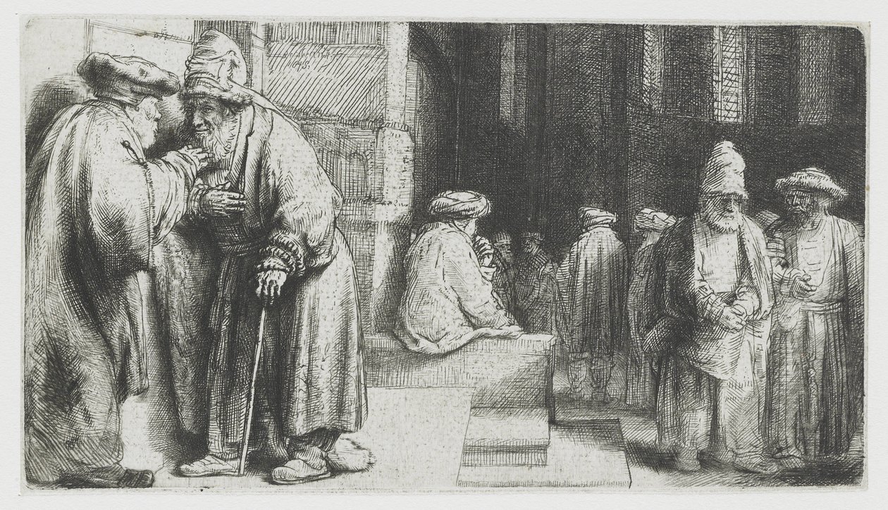 Żydzi w synagodze autorstwa Rembrandt van Rijn