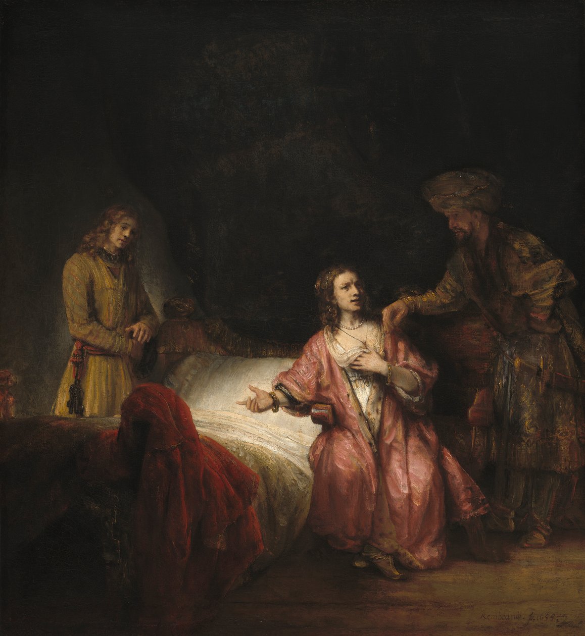 Józef oskarżony przez żonę Potyfara, 1655 autorstwa Rembrandt van Rijn