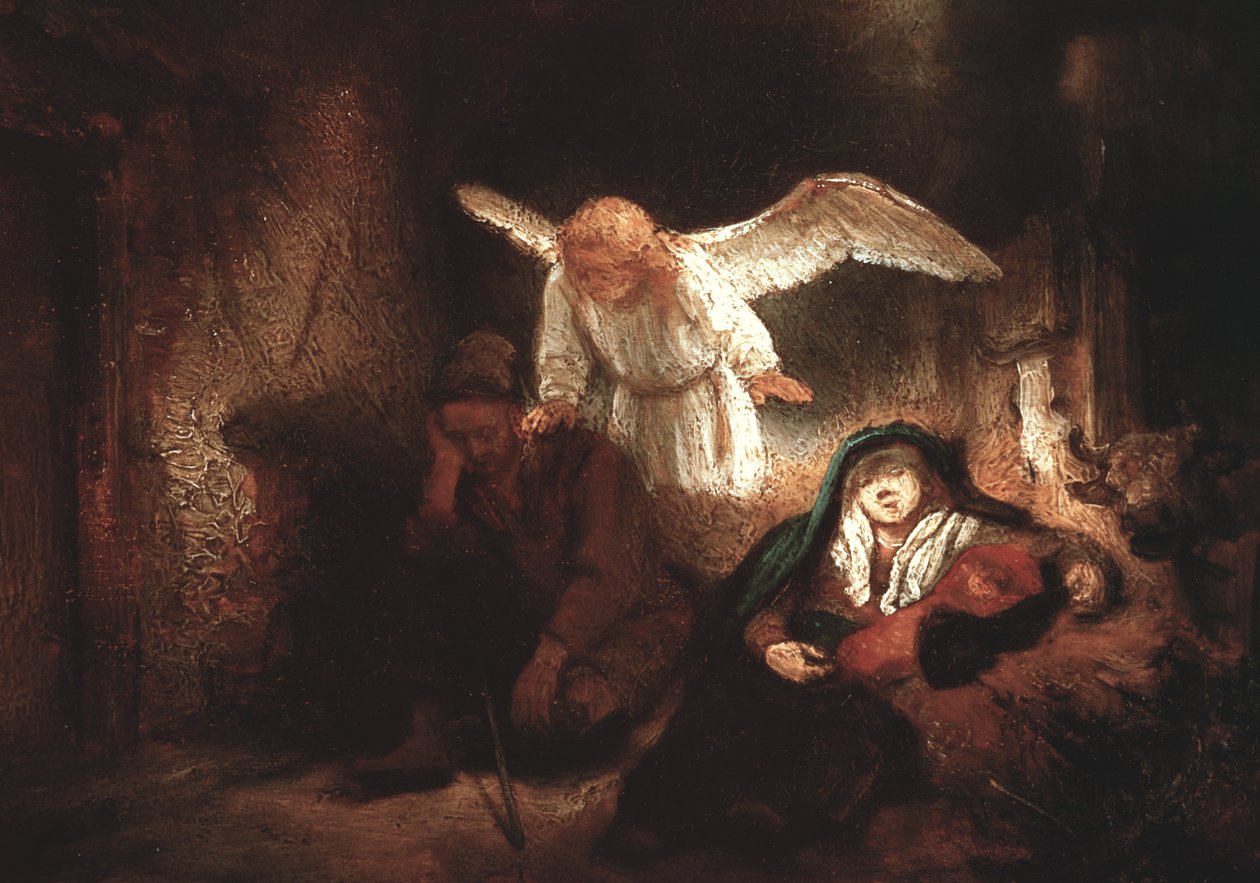 Sen Józefa w stajni w Betlejem, 1645 autorstwa Rembrandt van Rijn