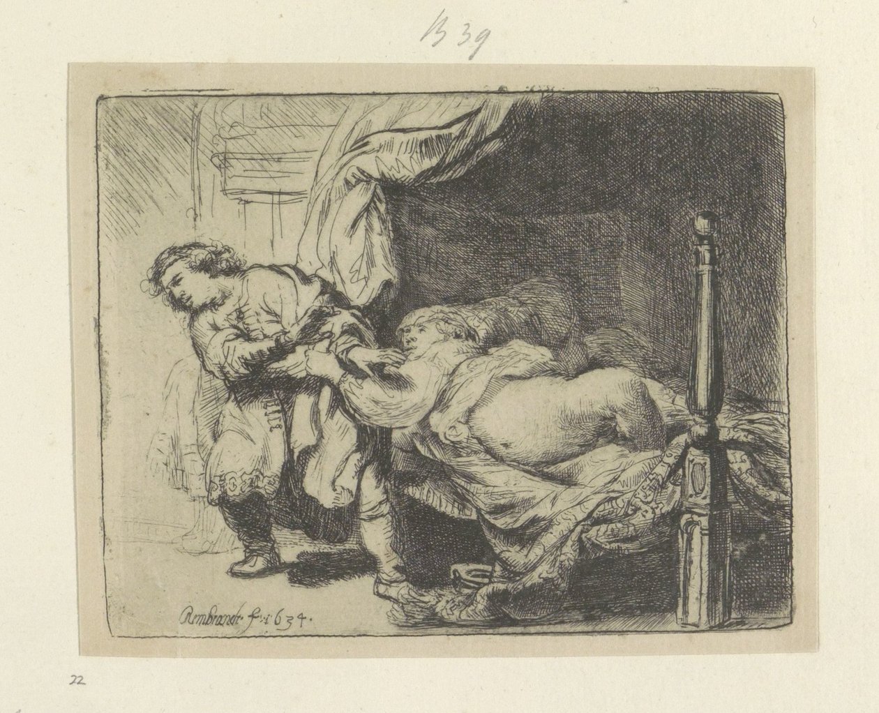 Józef en de vrouw van Potifar Kolekcja osiemdziesięciu pięciu oryginalnych grafik (tytuł serii) autorstwa Rembrandt van Rijn