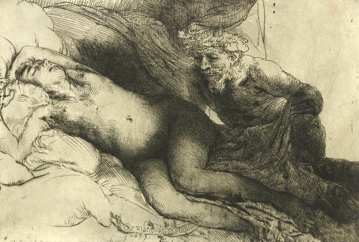 Jowisz i Antiope, c.1659 autorstwa Rembrandt van Rijn
