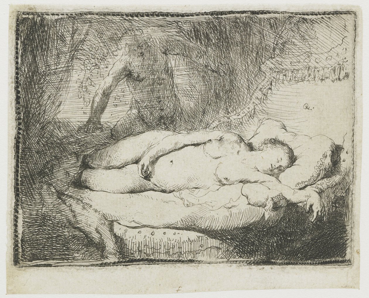 Jupiter i Antiope: mniejsza płyta autorstwa Rembrandt van Rijn