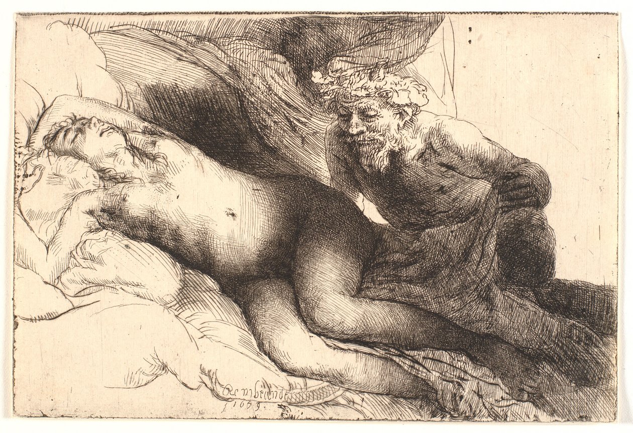 Jowisz i Antiope: większa płyta autorstwa Rembrandt van Rijn