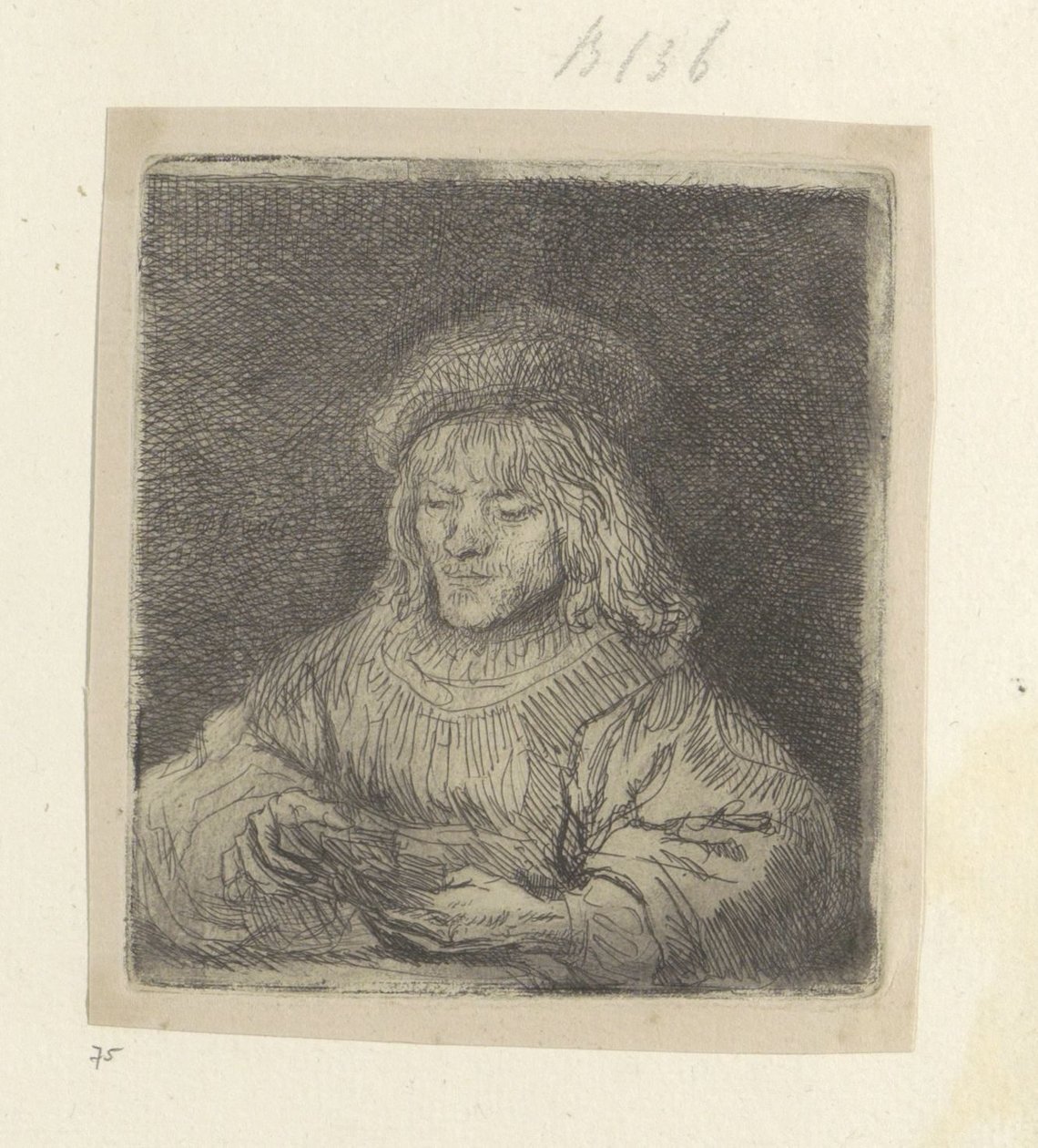 Kaartspeler Kolekcja osiemdziesięciu pięciu oryginalnych grafik (tytuł serii) autorstwa Rembrandt van Rijn