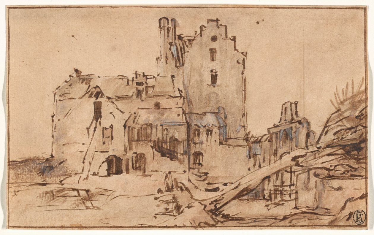 Zamek Kostverloren w stanie rozkładu autorstwa Rembrandt van Rijn