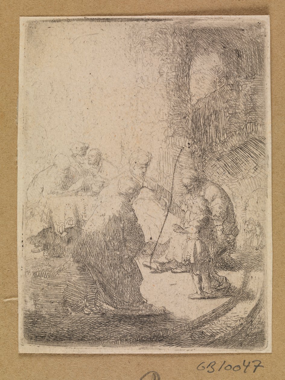 Chrystus jako dziecko i uczeni w Piśmie. Mały talerz autorstwa Rembrandt van Rijn