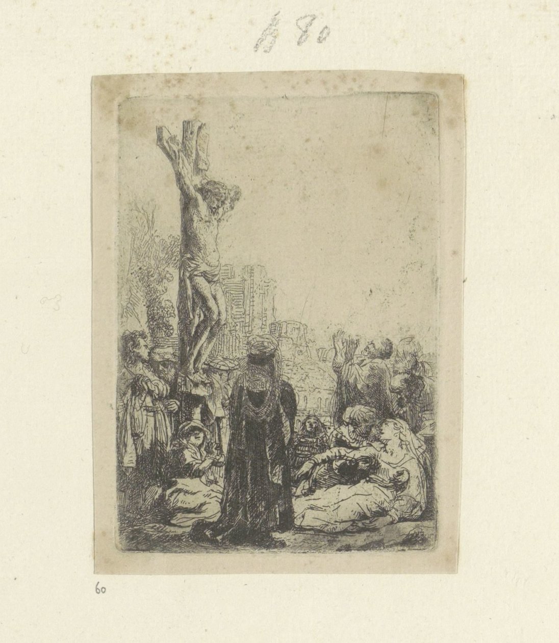 Kruisiging: kleine plaat Kolekcja osiemdziesięciu pięciu oryginalnych grafik (tytuł serii) autorstwa Rembrandt van Rijn