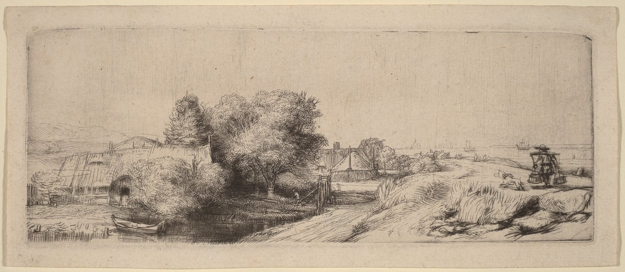 Pejzaż z mleczarzem autorstwa Rembrandt van Rijn