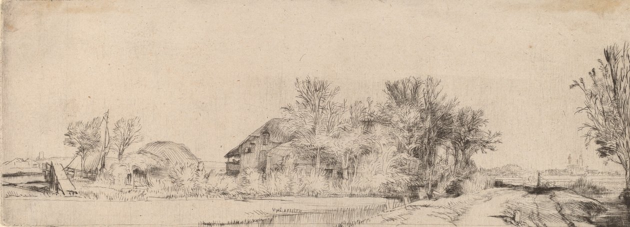 Krajobraz z drogą nad kanałem, ok. 1930 r. 1652. autorstwa Rembrandt van Rijn
