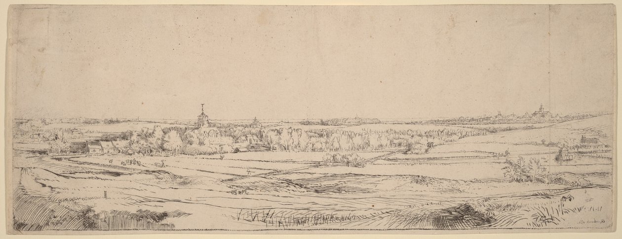 Pejzaż z widokiem na Haarlem (Pole Złotników) autorstwa Rembrandt van Rijn