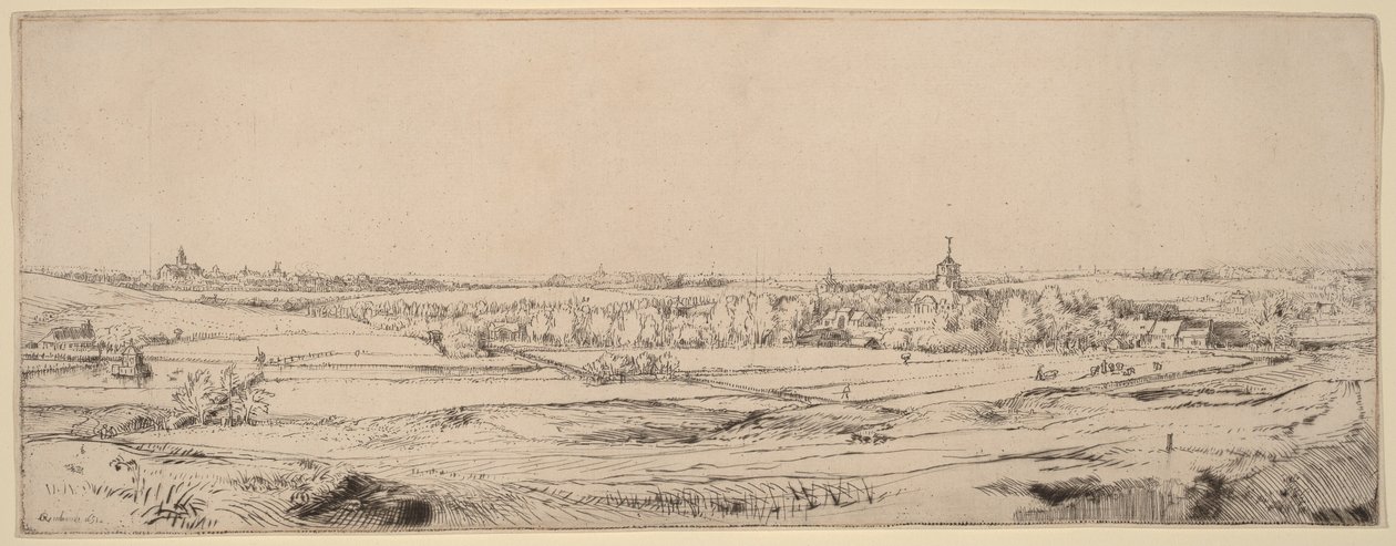 Pejzaż z widokiem na Haarlem (Pole Złotników) autorstwa Rembrandt van Rijn