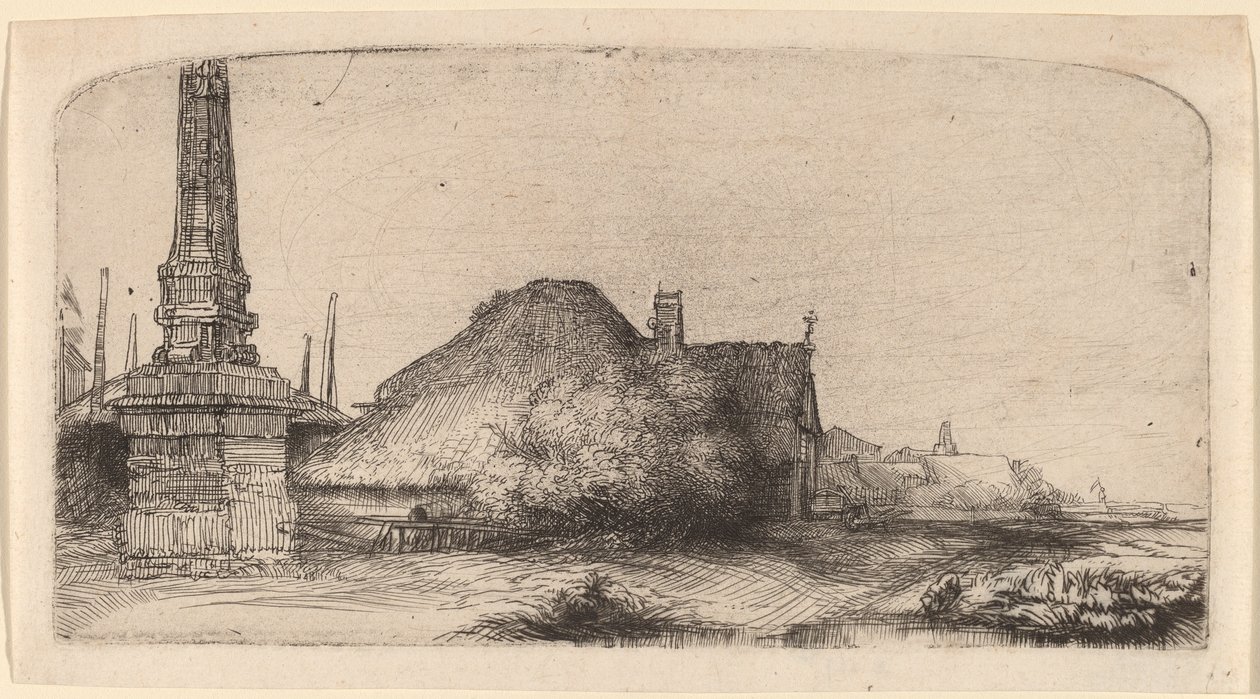 Krajobraz z obeliskiem autorstwa Rembrandt van Rijn