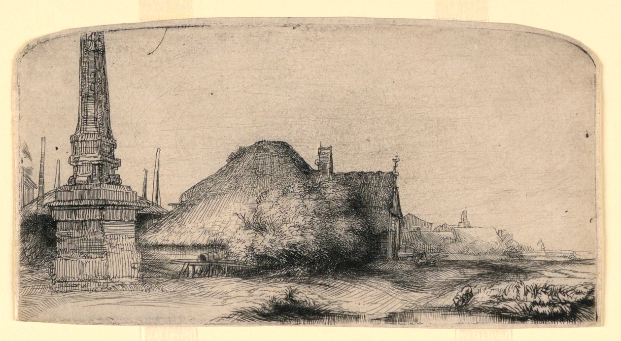 Krajobraz z obeliskiem autorstwa Rembrandt van Rijn