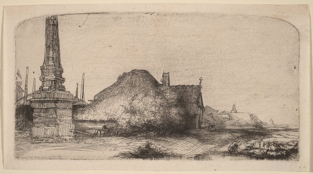 Krajobraz z obeliskiem autorstwa Rembrandt van Rijn