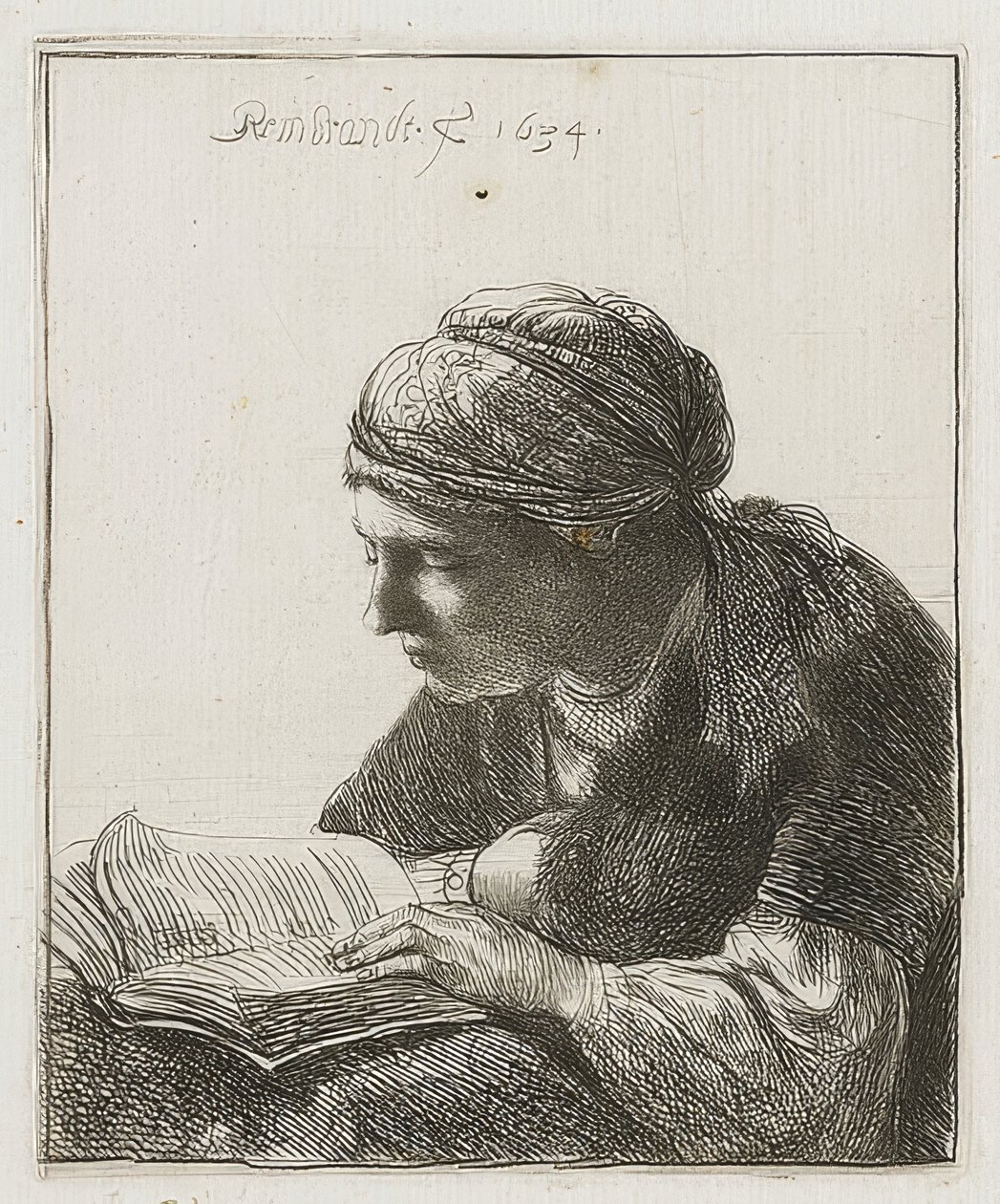 Czytelnik. 1634 autorstwa Rembrandt van Rijn